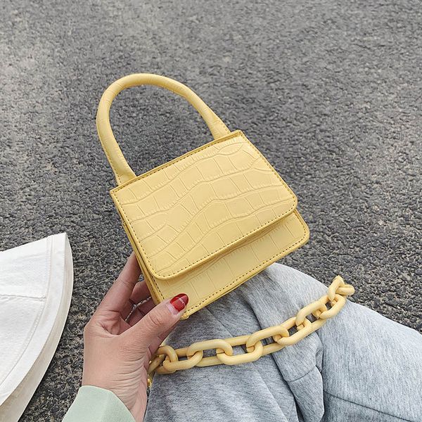 

stone pattern pu leather crossbody bags for women 2020 thick chain design lady shoulder messenger handbags travel purses