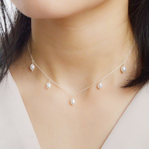 

ashiqi 925 sterling silver chokers necklace natural freshwater pearl handmade wedding jewelry for women fine gift