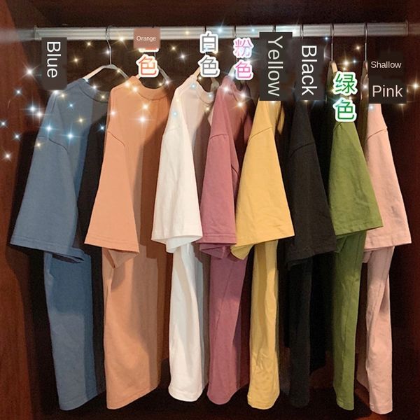 

сплошной цвет все соответствующие t- женские модули свободно студент harajuku бф простой случайный база короткий рукав сверху top футболка р, White