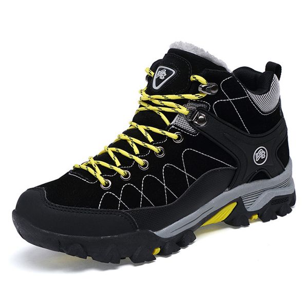 

2019 new men boots winter with fur warm snow boots men winter work shoes male footwear fashion rubber ankle shoes 39-45, Black