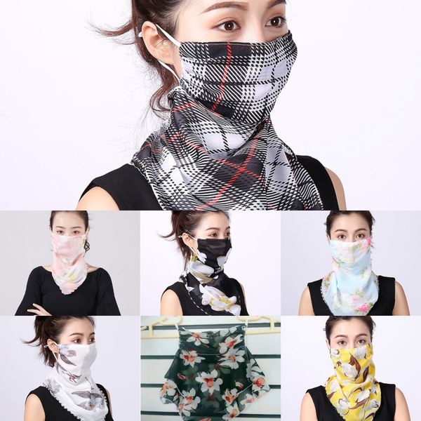 

oicrw 2020.women scarf face mask half styles silk chiffon handkerchief outdoor windproof 38 face sunshade dust-proof masks scarfshipping, Black