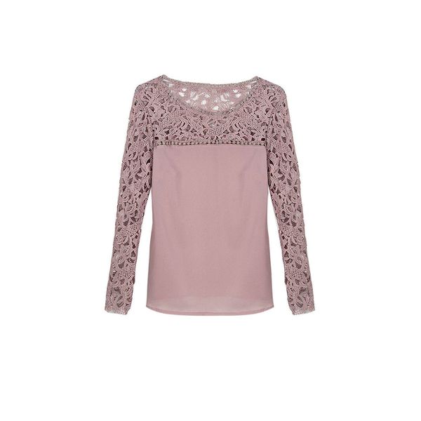 

мода милые женщины дамы свободные повседневные хлопок с длинным рукавом o-образным вырезом кружева цветочные выдалбливают твердые рубашки то, White