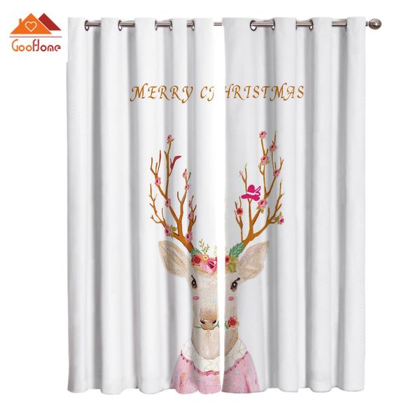 

white christmas reindeer window curtains living room outdoor fabric drapes curtain home decor