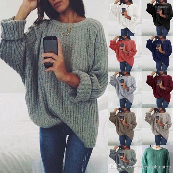 

fashion casual solid color long sleeve crew neck loose sweaters casual women swesater autumn women sweaters, White;black