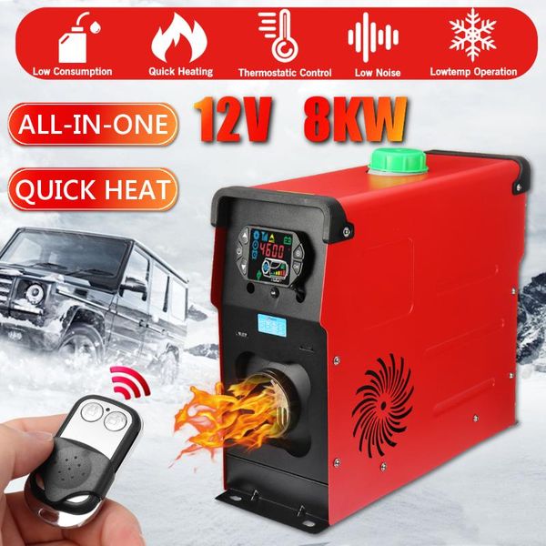 

8kw 12v all-in-one air diesel heater single hole car heater air conditioner machine + remote control lcd display for truck boat