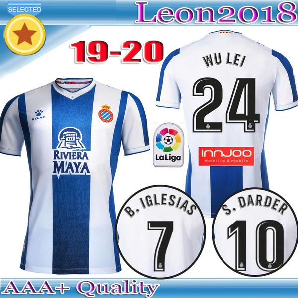 

Thai quality 19 20 RCD Espanyol Soccer Jerseys Home WU LEI 2019 2020 B.IGLESIAS S. DARDER MARC ROCA football Jersey shirts