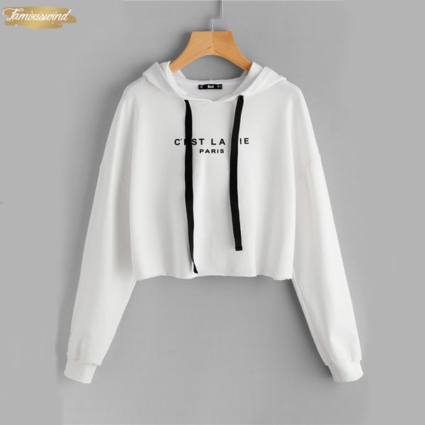 

white drop shoulder sweatshirt hoodie womens letter print long sleeve casual pullovers crop autumn drop shipping, Black
