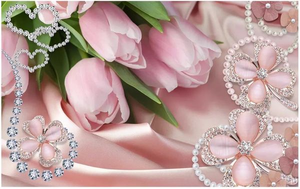 

pink tulip clover tv background wall wall papers home decor designers