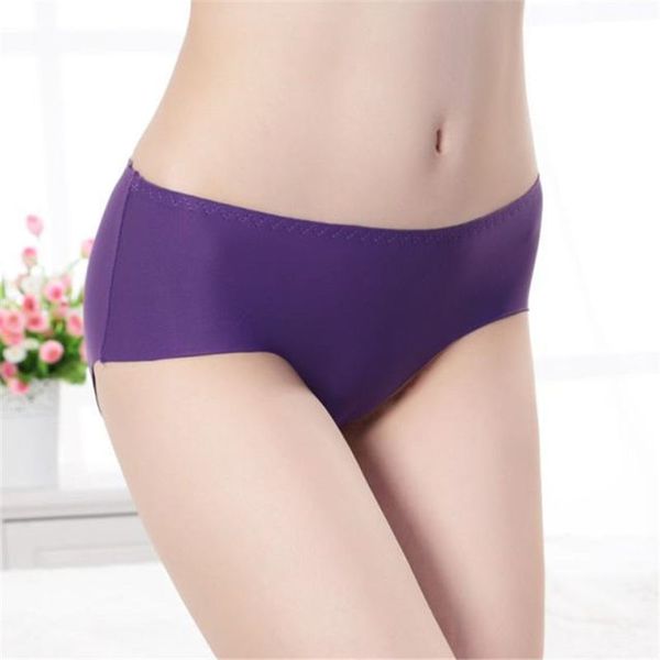 

solid color seamless panties briefs women ice underwears new elastic silk lingerie boxers women breathable clothes gift huqar