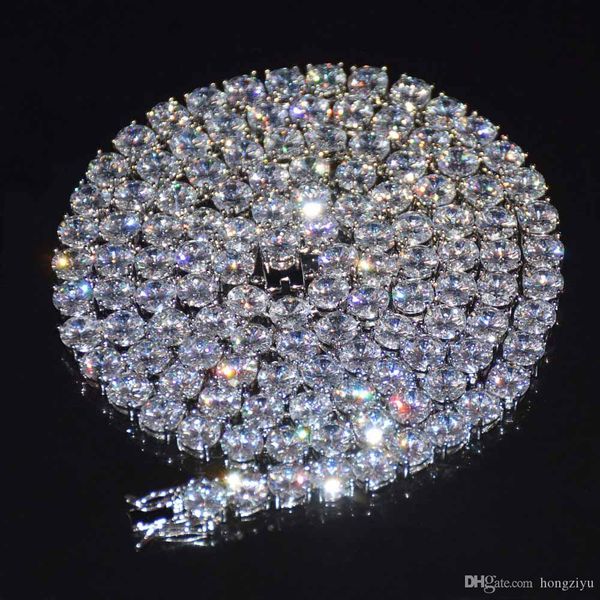 

men's tennis chain hip hop jewelry 5mm cubic zircon sliver copper material cz necklace link 18inch 20inch 24inch 30inch, Black