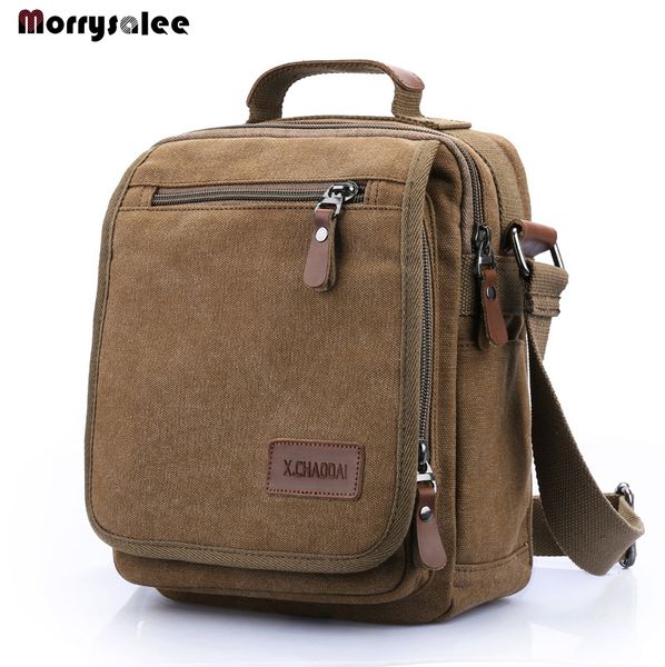 

2019 new vertical square canvas bag men's messenger bag large capacity shoulder fashion handbag handsome for male