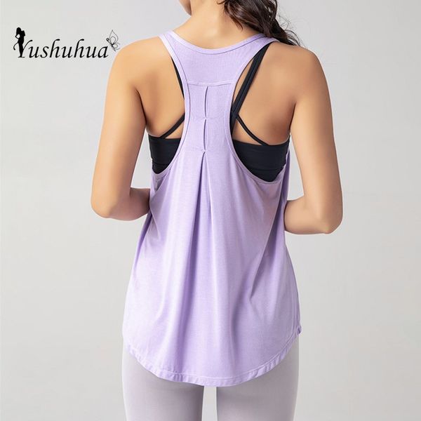 

yushuhua pink yoga vest women backless sport vest workout fitness gym tank sleeveless comfortable athletic, White;red