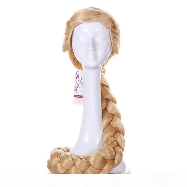 

принцесса рапунцель парик long blonde 3x braid ponytails косплей костюм партии парик 140см парики из синтетических волос, Black