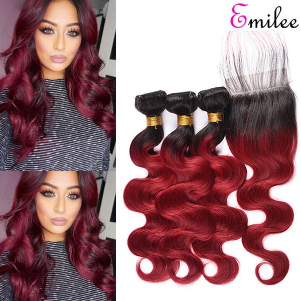 

emilee ombre red hair bundles brazilian body wave red hair weave bundles 10 inch 1b bug ombre remy hair extension, Black