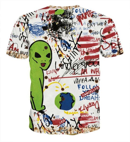 

designer mens t-shirt luxury mens short sleeve new brand shirt with graffiti rainbow alien printing casual style size s-5xl wholesales, White;black