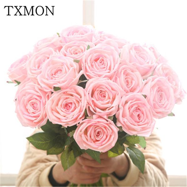 

artificial feel moisturizing rose flower home living room wedding decoration fake flower green plant hand holding potted plant