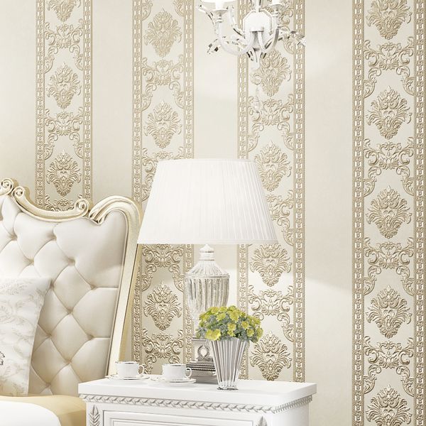 

embossed 3d european style stripe damask wallpaper for bedroom walls living room tv background home decor wall paper roll