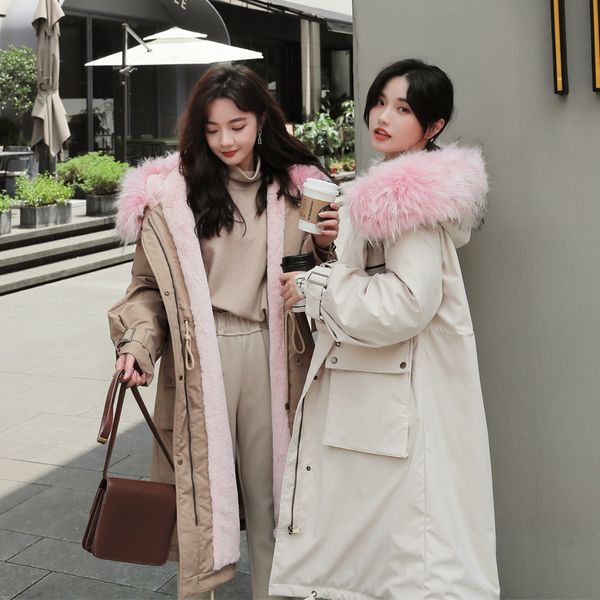 

new 2019 warm cotton long parka plus size winter jacket women coat thick cotton padded wadded inverno casaco outerwear v994, Tan;black