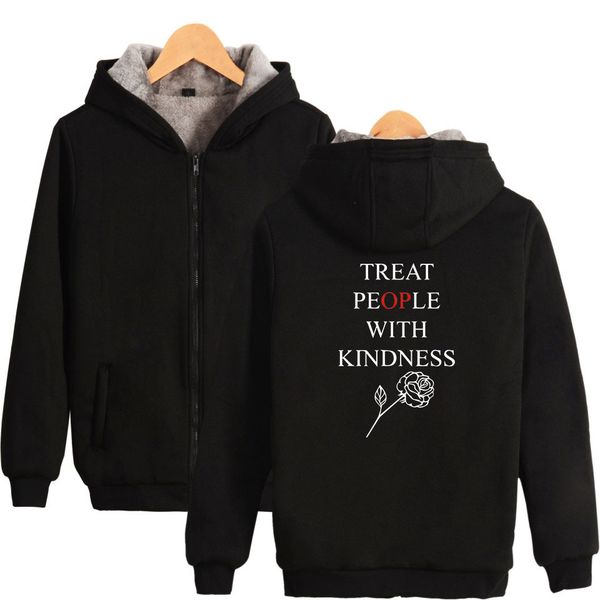 

stylestreat shirt harry people with kindness thickening zipper sweater t shirts, Black