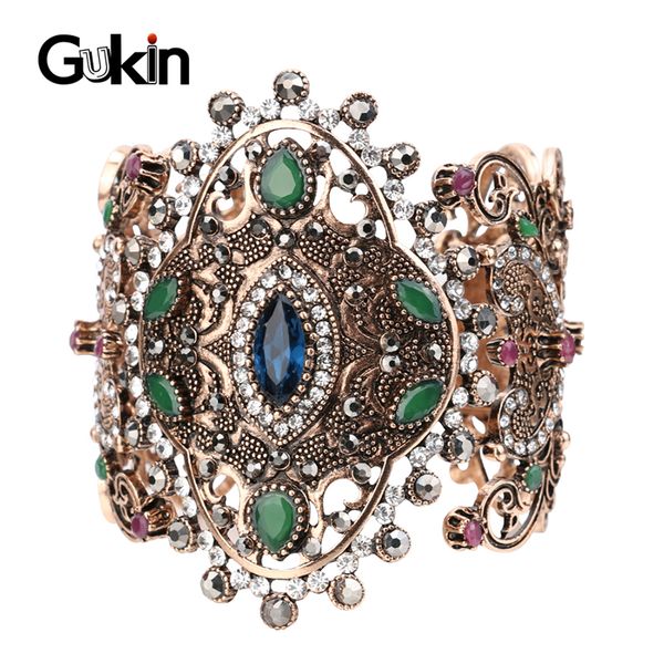 

gukin jewelry boho women's bracelets gold color accessories style can adjust size big bracelet party gifts, Black