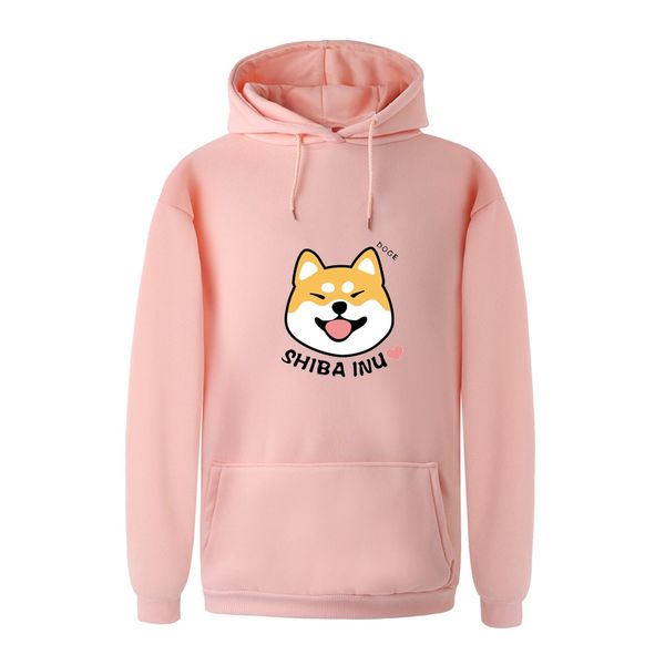 

hoodie sweatshirt women fashion autumn lovely shiba print long sleeve fleece harajuku hooded pullover sudadera mujer, Black