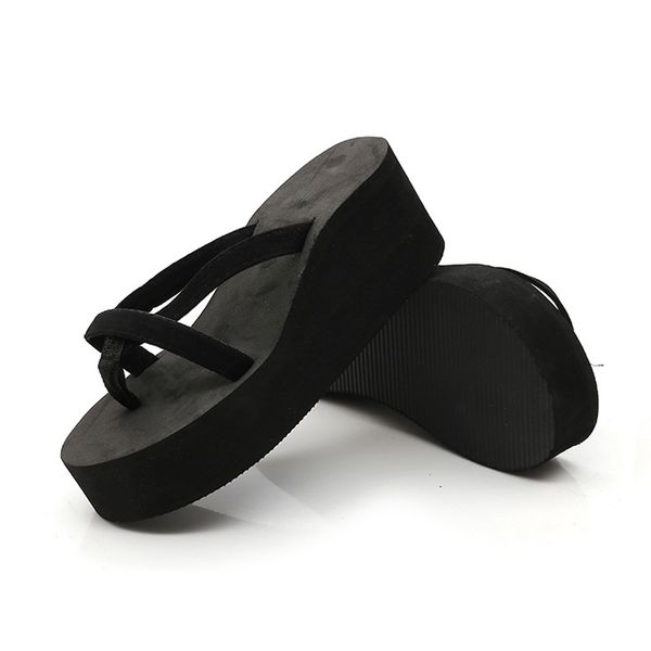

jodimitty platform sandals women high heel zapatillas summer shoes fashion straped slippers beach flip flops solid slides women, Black