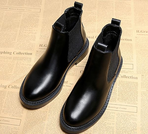 

new designer boat flats loafers casual women shoes pu leather slip-on boots round toe oxford ankle boot women motorcycle boots shoes, Black