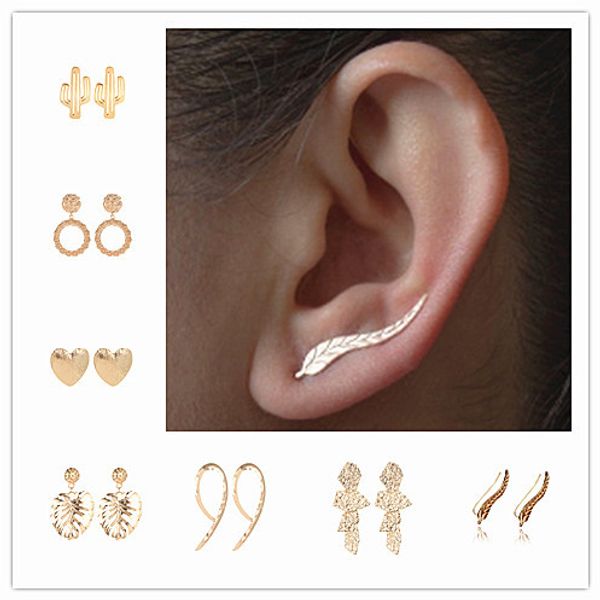 

1pair/sell vintage jewelry exquisite gold color leaf earrings modern beautiful feather drop dangle earrings for women, Silver