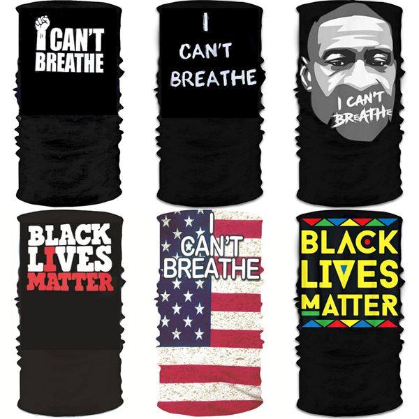 

i cant breathe shipping face mask neck gaiter with safety pm 2.5 filters multi-purpose masks kids outdoors cycling sunscreen mask sc #713, Black
