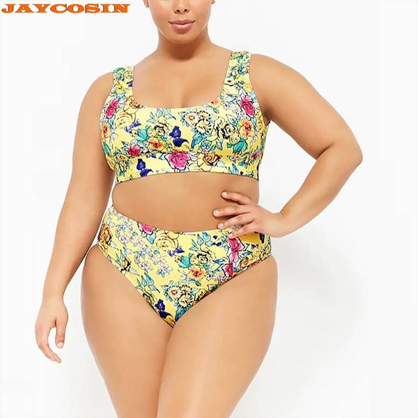 

jaycosin women plus size print striped sets swim fashion beach wear bathing suits female swimwear women two-piece 2019 new, White