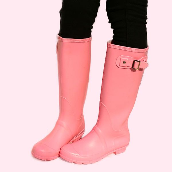 

anti-skid rain shoes high tube water rubber shoes spring and autumn new fashion rain boots tide up boots, Black