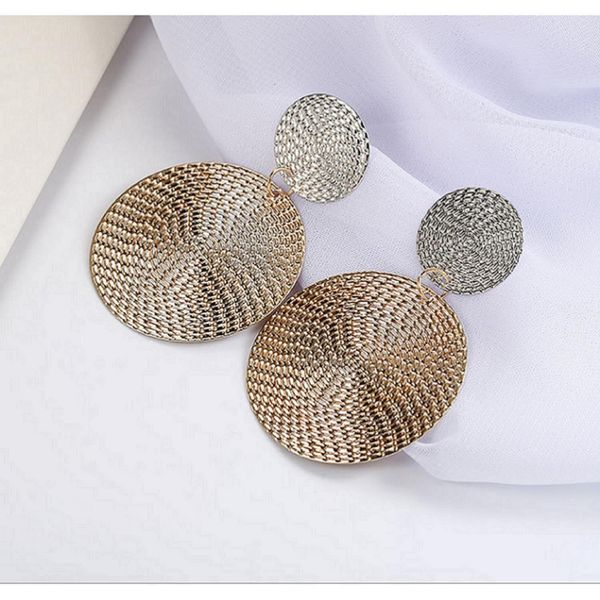 

new york fashion hyperbole pendant size circle earrings female temperament personality spell color concave and convex ear stud ear ornaments, Silver