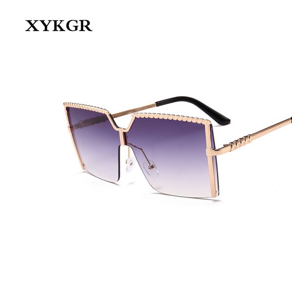 

xykgr fashion frameless siamese square sunglasses women's brand design gradient color lens sunglasses sun glasses uv400, White;black
