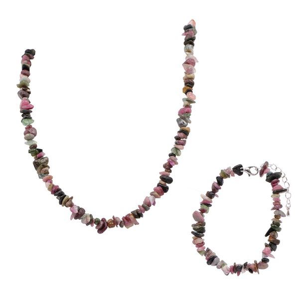 

new colorful seed beads choker bracelet sets for women natural stone tourmaline trendy bohemian collier femme necklace set a930, Silver