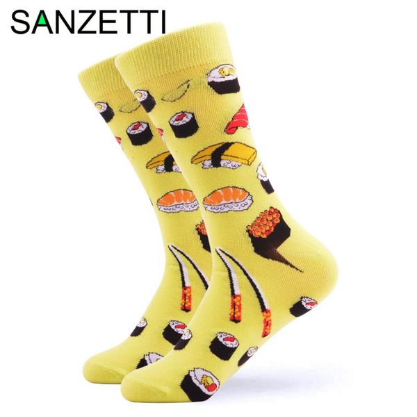 

men's socks sanzetti 1 pair happy gift colorful comfortable combed cotton funny fruit wedding dress, Black