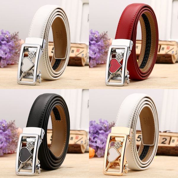 

automatic buckle women's leather casual all-match litchi automatic buckle belt pattern women's belt nsr03-4, Black;brown
