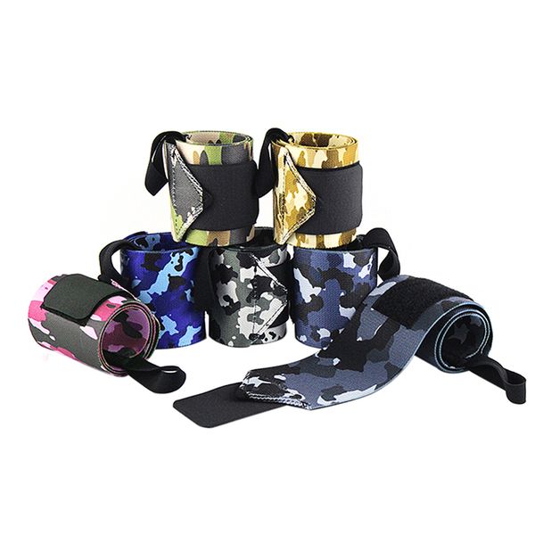 

1 pair camo nylon wrist wrap bracer elasticity weightlifting fitness wrist support band tennis sports rock climbing, Black;red