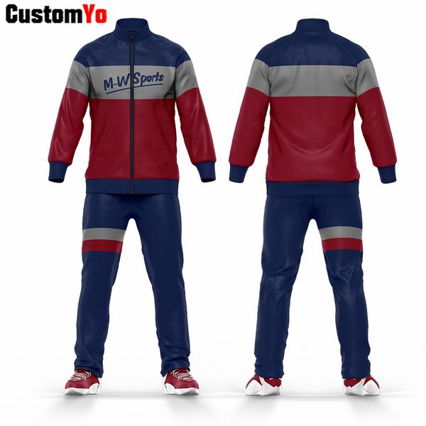 

wholesale customized 100%polyester yearly activity tracksuit uniform sublimated sports tracksuits, Black;red