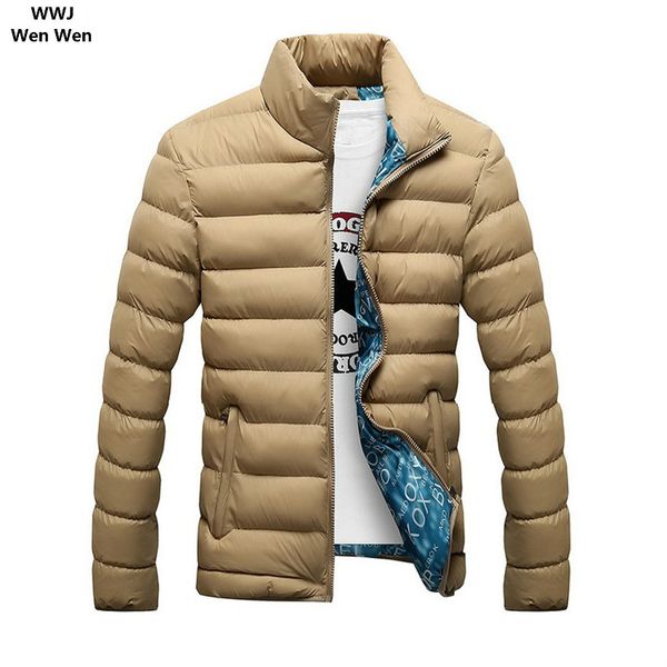 

wwjwenwen winter jackets mens stylish slim fitness quilted long sleeve cotton-padded solid thick parkas fashion jacket coat, Black