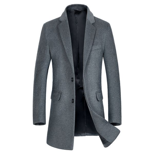 

2018 autumn winter wool coat men solid casual turn down collar long sleeve men's coats new brand wool coat gd948, Black