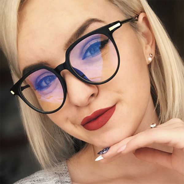

evrfelan fashion women vintage round eyeglasses frame men optical glasse frame retro eyewear glasses transparent glasses, Black