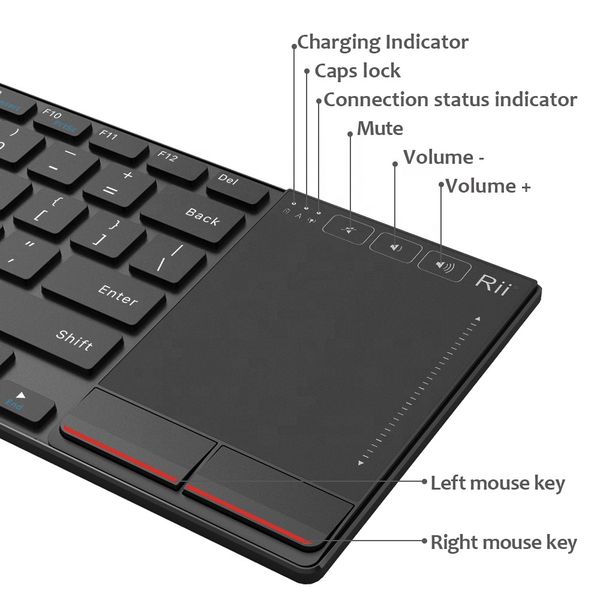 

triple folding foldable mini bt wireless keyboard with touchpad for windows android ios tablet pc smart phone