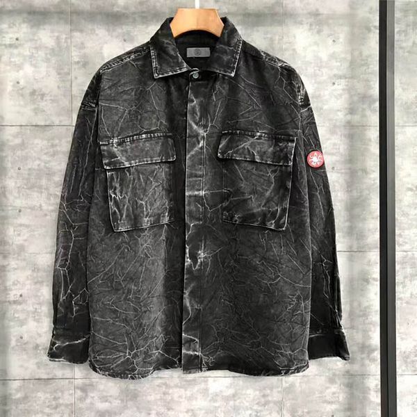 

streetwear c.e cav empt shirts men women long sleeve pocket retro washed do old fashion loose casual hip hop cavempt shirts, White;black