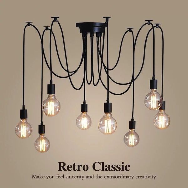 Vintage Nordic Spider Pendant Lamp Multiple Adjustable Retro
