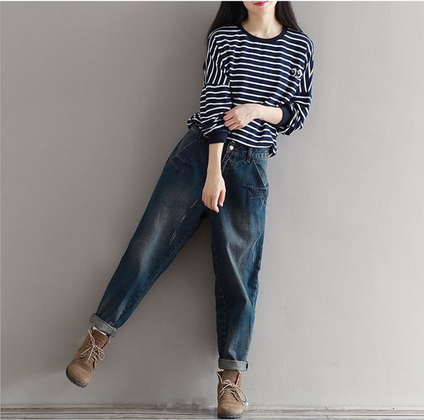

new 2019 nostalgic retro denim trousers wide leg pants palazzo sarouel pantacourt pantalon femme ete baggy femme capri ethnic, Black;white