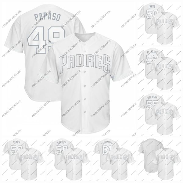 

49 Michel Baez PAPASO San Diego 2019 Players Weekend Padres Adrian Morejon MORE Andres Munoz EL PLEBE Matt Strahm STRAHMYTrey Winge Jersey