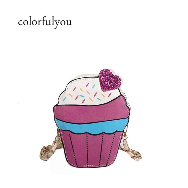 

2019 new women bag cute ice cream cupcake mini shoulder bags girls clutch bag pu leather chain 3d crossbody messenger purse