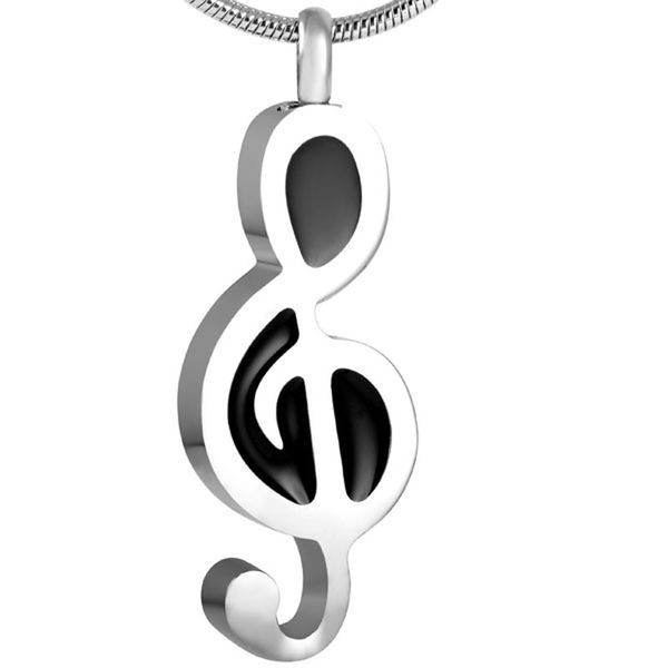 

musical note shape fashion stainless steel cremation for ashes memorial jewelry urn pendant necklace jewelry ijd8033, Silver