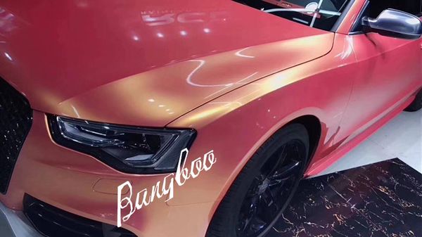 

1.52x18m pvc self-adhesive magic pink glossy coral sticker vinyl car wrap