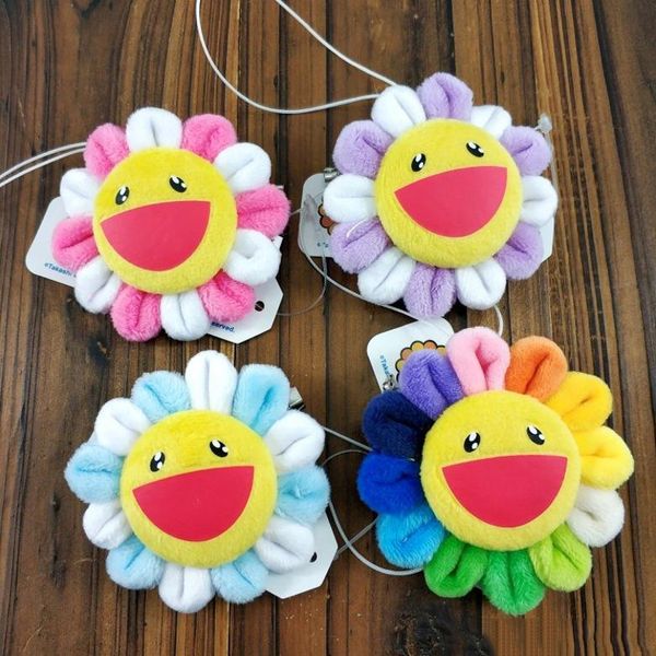 

new 100% cotton 4 color rainbow sunflower plush brooch bag accessories for gifts, Red;brown